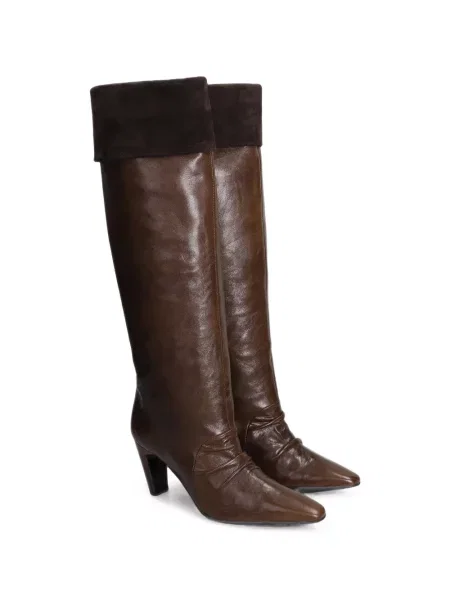 Botine Alchimia din piele de căprioară cu volane maro