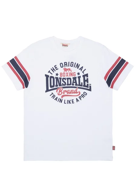 LONSDALE Tricou Barton bleumarin / roșu intens alb