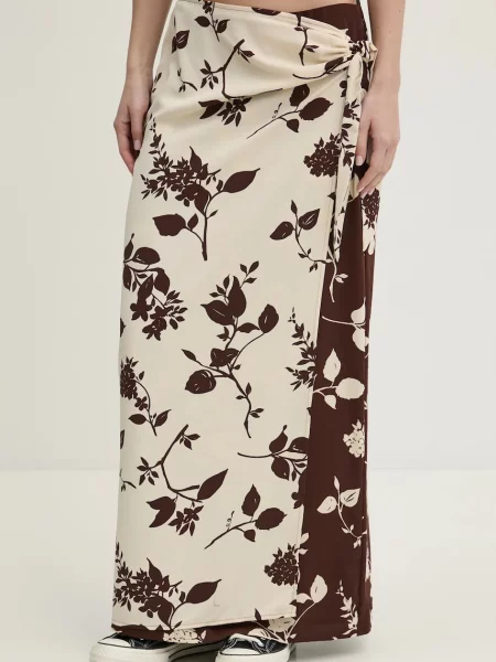 Sukně Abercrombie & Fitch maxi béžová