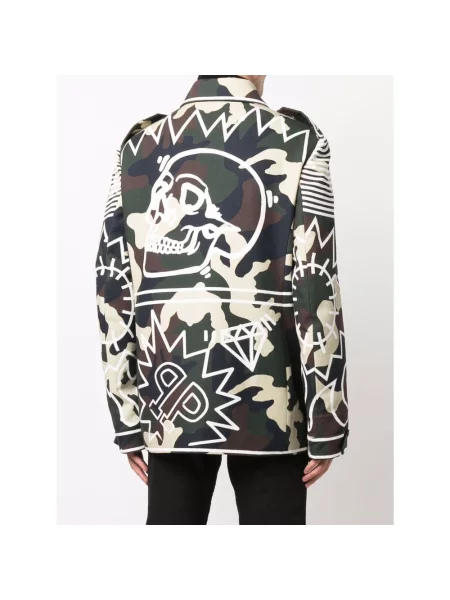 Parka Philipp Plein w kamuflażu zielona