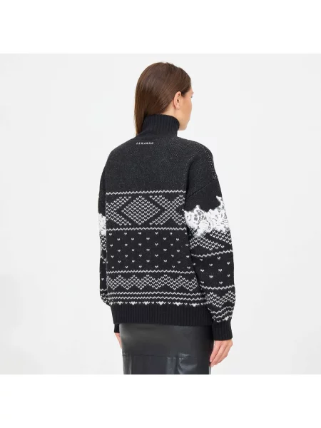 Sweter z golfem Ermanno Scervino wełniany do golfa czarny