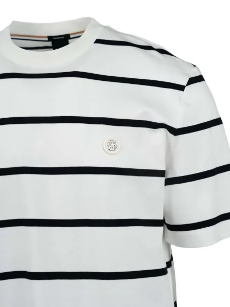 Tricou Boss cu dungi cu autograf alb