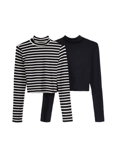 Bershka Majica črna bela