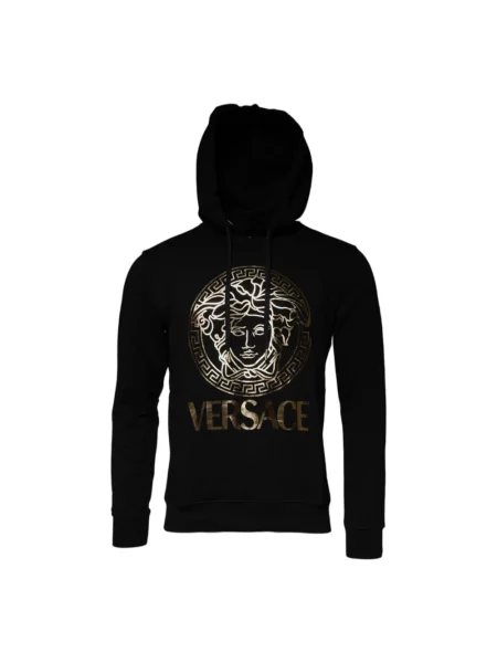 Bluza z kapturem Versace z kapturem z nadrukiem czarna
