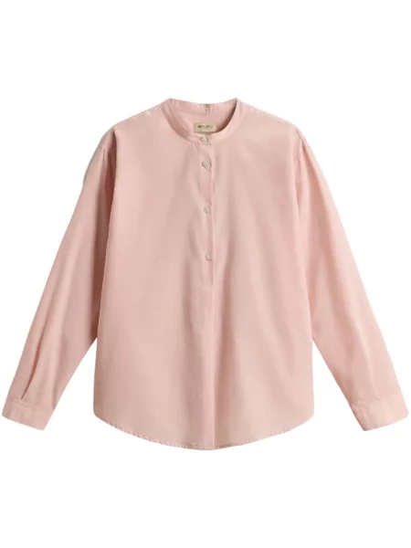 Cămașă Woolrich cu guler henley roz