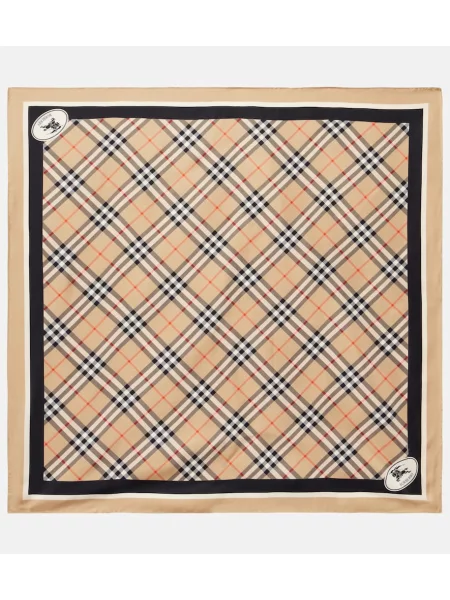 Fular Burberry de mătase în carouri bej