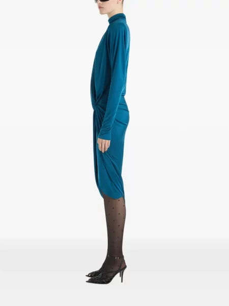 Rochie Balmain din jerseu drapată albastru