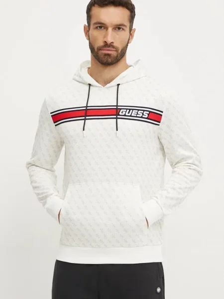 Guess bluza z kapturem wzorzysta biały