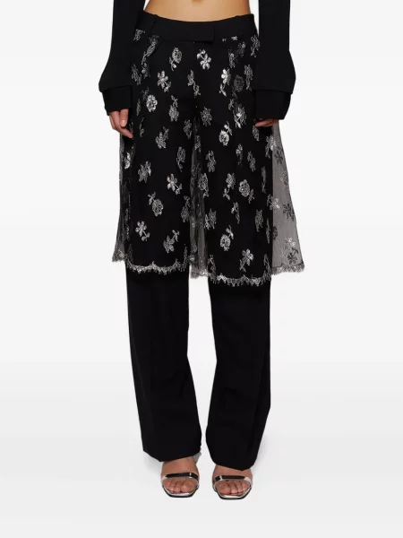 Pantaloni Christopher Esber cu model floral din dantelă negru
