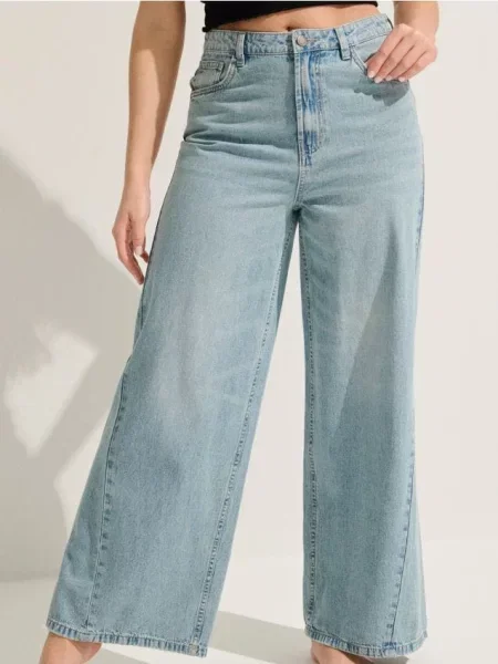 Джинси wide leg бірюзовий