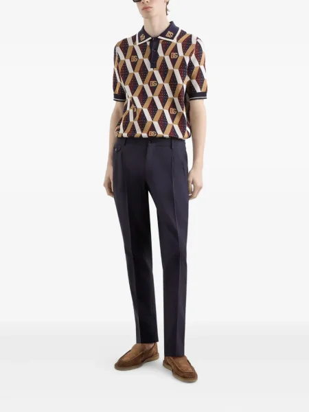 Pantaloni Dolce & Gabbana de mătase albastru