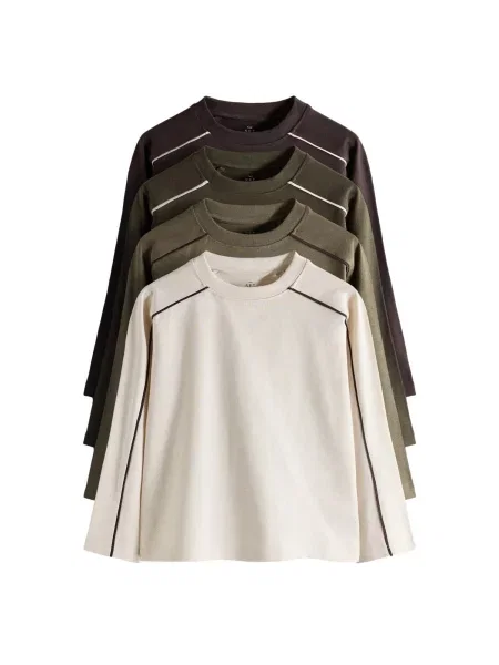 The Set Tricou gri taupe / oliv negru
