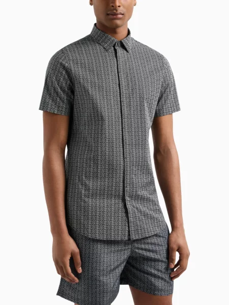 Cămașă Armani Exchange cu imagine negru
