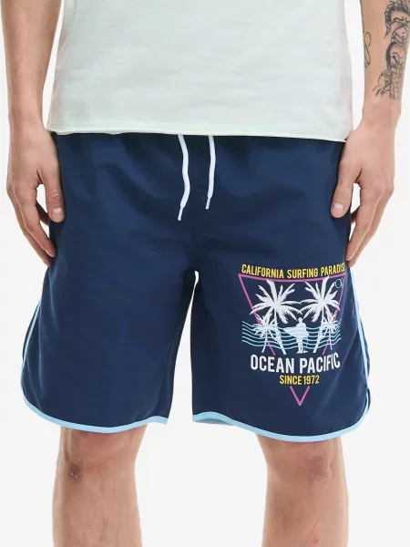 Ocean Pacific Plavecké šortky Varazze námornícka modrá / svetlomodrá / ružová biela