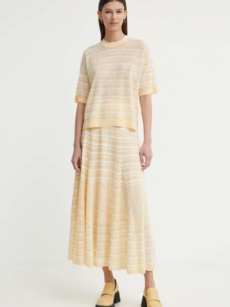 Спідниця з домішкою льону AERON THEO maxi розкльошена помаранчевий