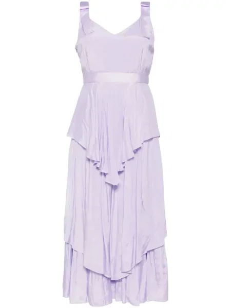 Warstwowa sukienka midi Saiid Kobeisy do kolan popelinowa fioletowa