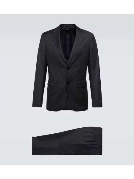 Vlněný oblekový jednořadý oblek Zegna šedý