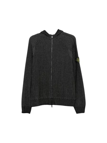 Dzianinowy kardigan Stone Island z kamieniami czarny