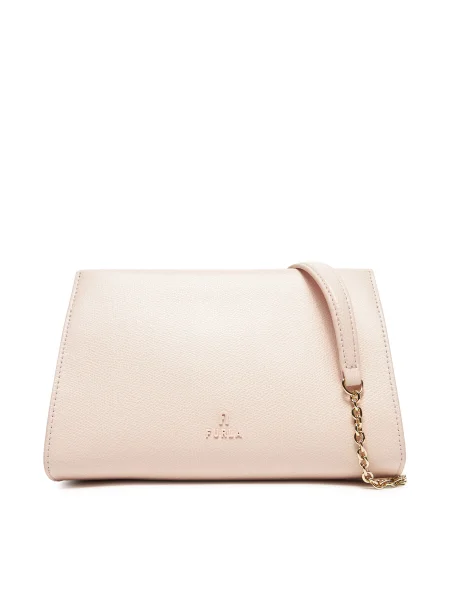 Кожена чанта Furla розово