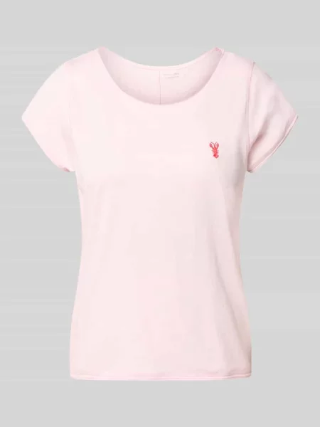 T-shirt w kroju regular fit z haftowanym motywem Christian Berg Woman różowa