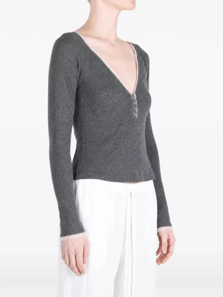Top Free People din dantelă gri