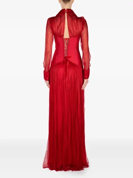 Rochie maxi Araftu plisată de costum roșu