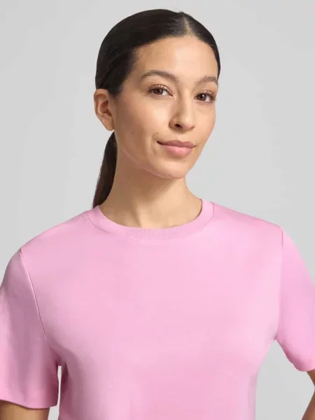 Basic T-shirt z okrągłym dekoltem Christian Berg Woman różowa