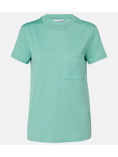 Tricou Max Mara cu broderie din jerseu verde