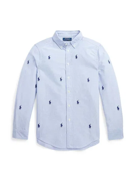 Haftowane polo Ralph Lauren z twillu niebieskie