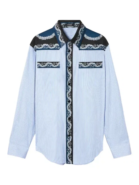 Cămașă Versace cu dungi cu imagine albastru