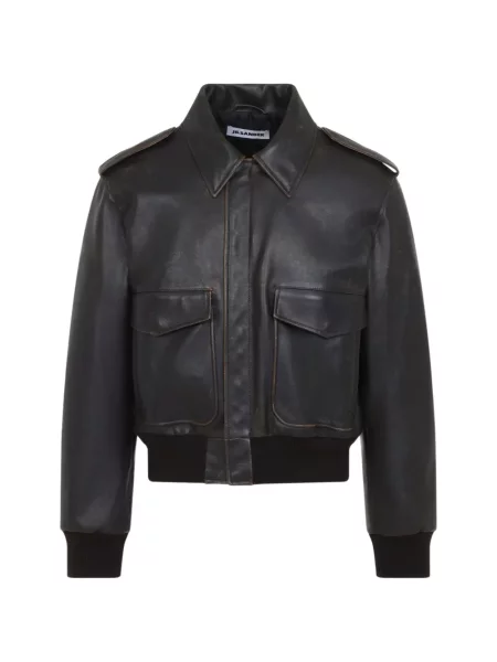 Geanta de piele Jil Sander zdrențuiți negru
