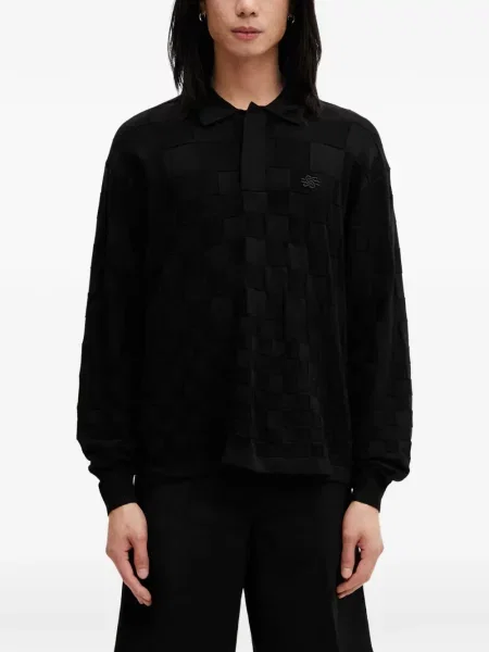 Hanorac Filling Pieces cu broderie în carouri negru