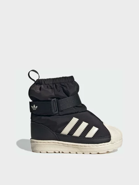 Дитячі Чоботи дутики adidas Superstar комбінований верх чорний