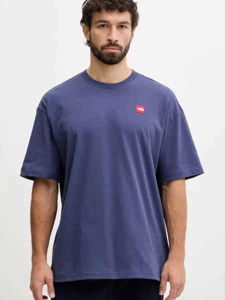 The North Face t-shirt Redbox z aplikacją niebieski