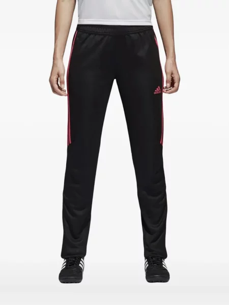 Legginsy Adidas do biegania z nadrukiem z dekoltem w serek czerwone