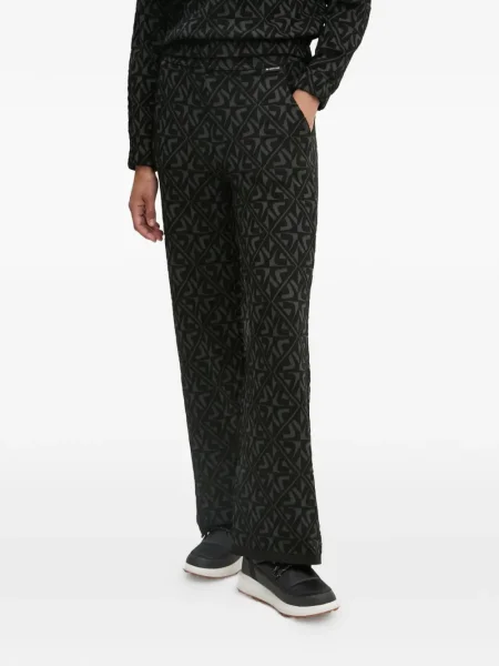 Pantaloni Newland cu imprimeu geometric negru
