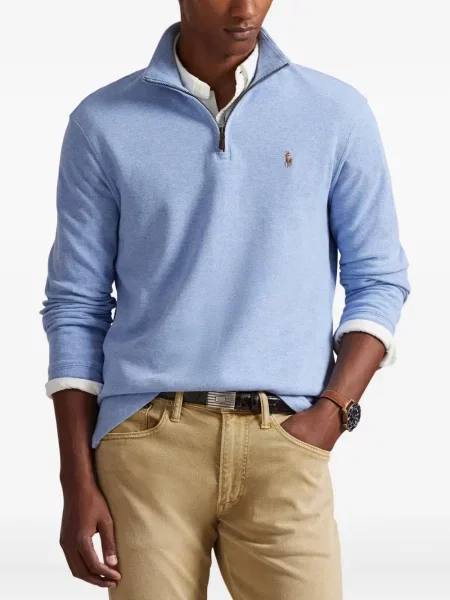 Dlouhá pruhovaná s límcem kšiltovka Polo Ralph Lauren modrá