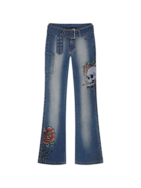 Ed Hardy Jeans albastru închis / verde / roșu negru