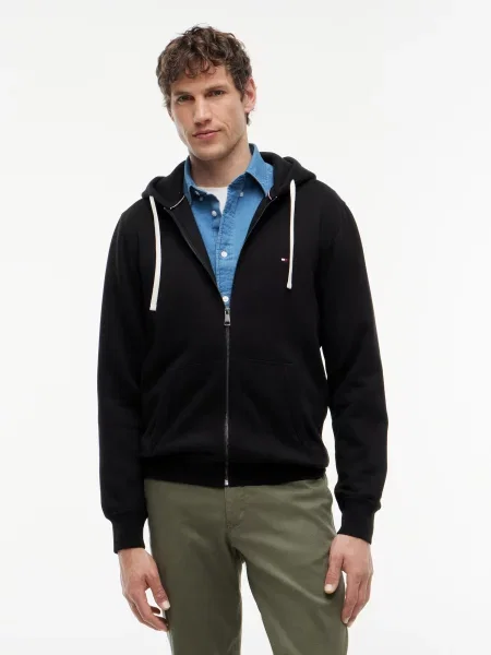TOMMY HILFIGER Tepláková bunda ESSENTIAL' čierna
