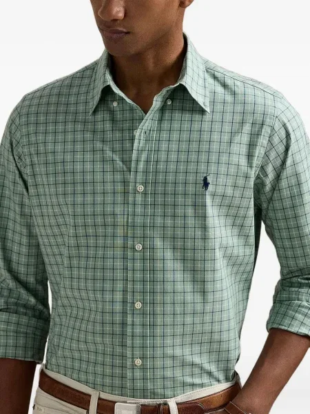 Tricou Polo Ralph Lauren tricotate cu decolteu în V lung verde