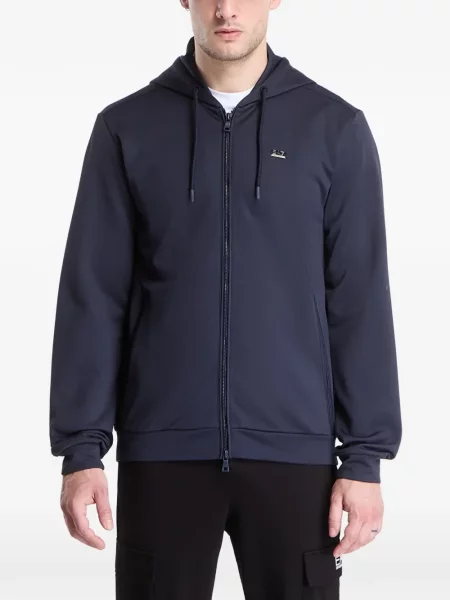 Hanorac cu glugă Ea7 Emporio Armani cu autograf albastru