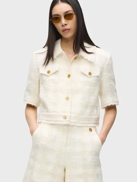 Картатий букле піджак Karl Lagerfeld з перлами