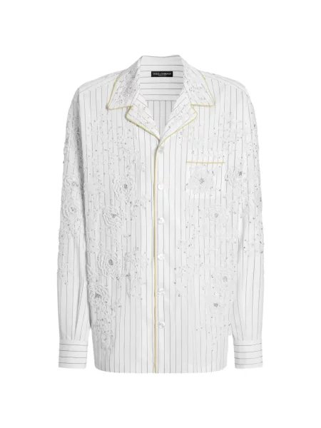 Cămașă Dolce & Gabbana cu broderie de mătase alb