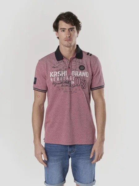 KOROSHI Tricou roșu pastel / negru alb