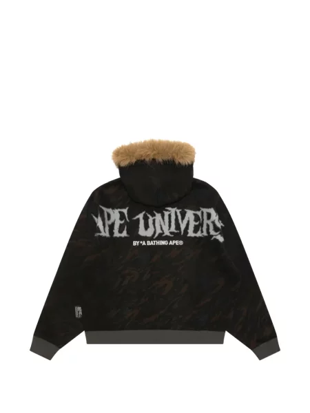 Камуфлажен суичър с качулка Aape By *a Bathing Ape® с принт с козина черно