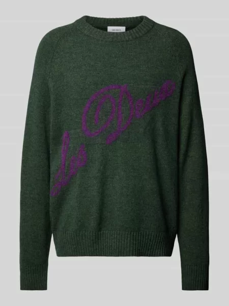 Sweter z dzianiny z nadrukiem z logo model ‘Elliot’ Les Deux