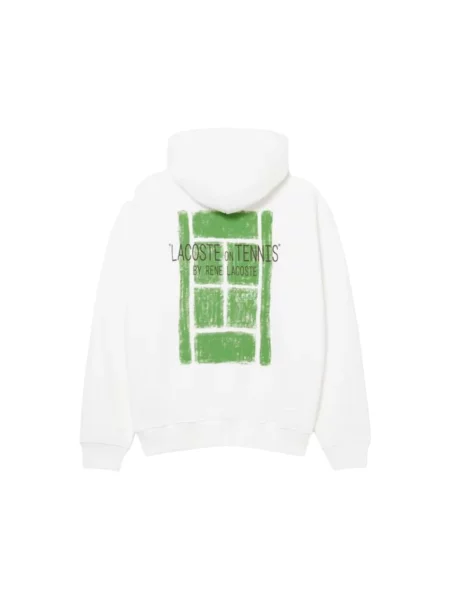 Bluza z kapturem Lacoste polarowa z kapturem biała