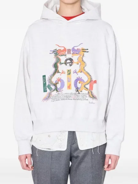 Bluza z kapturem Kolor z nadrukiem biała