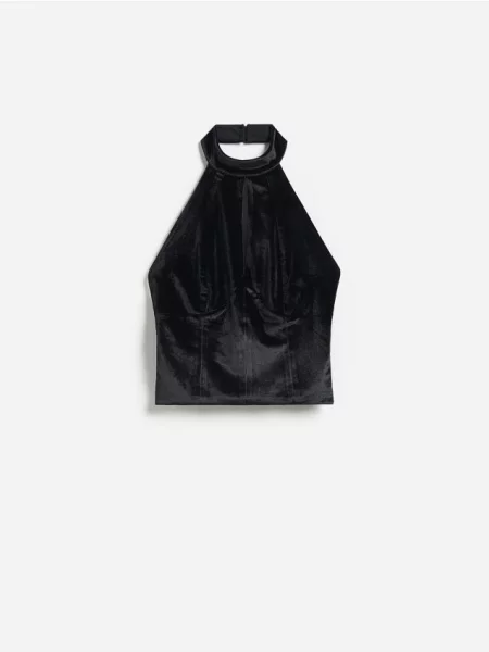 Welurowy top Reserved czarny