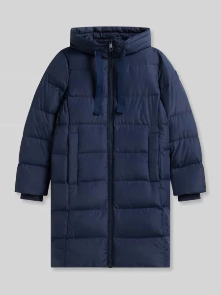 Płaszcz pikowany z kapturem Tommy Hilfiger granatowy